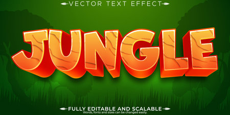 Jungle text effect, cartoon style editable text effect, vectorのイラスト素材