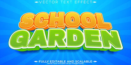 School Carden text, cartoon style editable text effect. Editable text effectsのイラスト素材