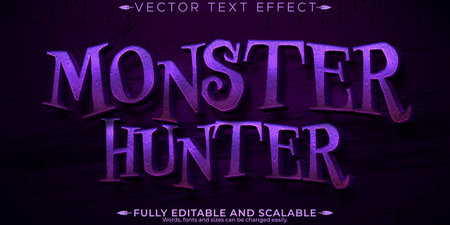 Night hunt text effect, vintage style editable text effect. Graphic design element.のイラスト素材