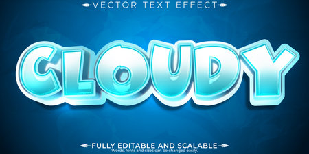 Clouy text, blue color editable text effect, vectorのイラスト素材