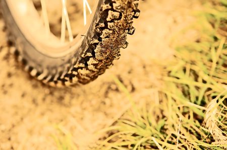 Bike background. Wheel on groundの写真素材