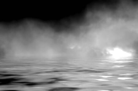 Ocean in fog at duskの写真素材