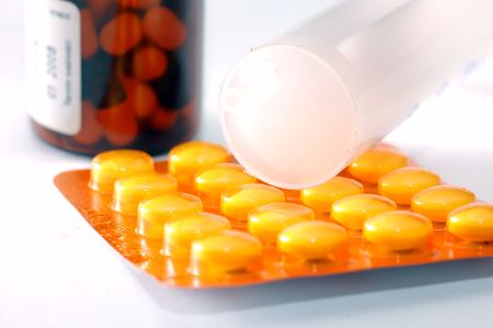 Health protection elements - pills, syringeの写真素材