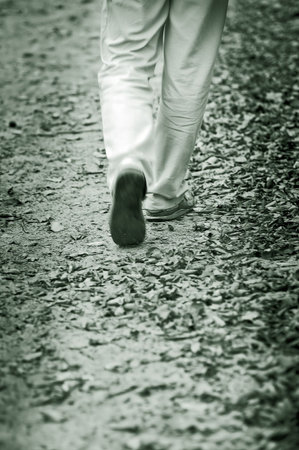 Walking through the autumn leaves