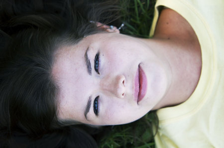 Pretty girl portrait top view