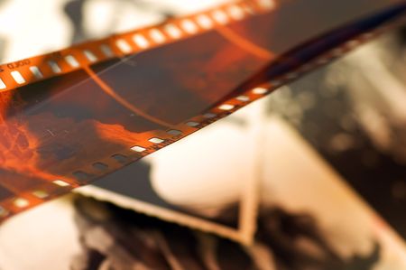 Grunge film strip over old unique photosの写真素材