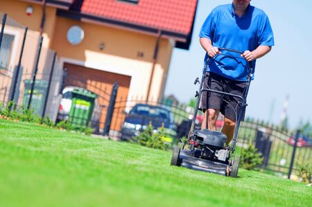 Man mowing the lawn. Gardening の写真素材