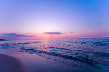 Romantic image of sea at sunsetの写真素材