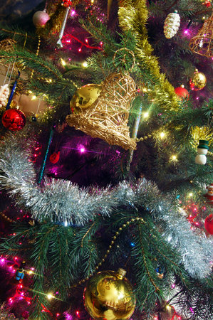 Christmas tree decorated with glass balls and ornaments