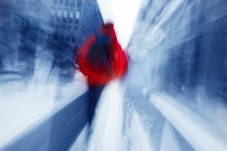 People in rush, downtown, motion blured. Conceptualの写真素材