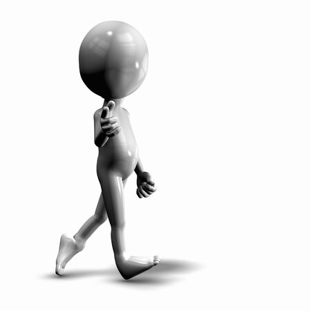 The 3d guy walking and pointing at youの写真素材