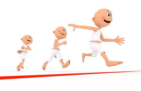 Toon guys running  A team leader first, conceptualの写真素材