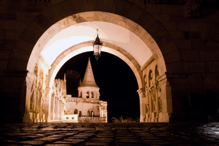 Fisherman's Bastion on the Buda Castle hill at night in Budapest, Hungaryのeditorial素材