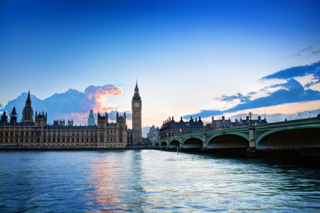 London, the UK. Big Ben, the Palace of Westminster at sunset. The icon of Englandのeditorial素材