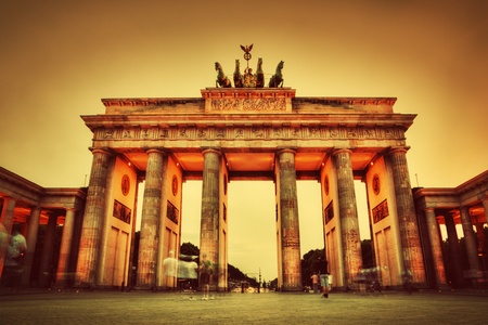 Brandenburg Gate. German Brandenburger Tor in Berlin, Germany at sunsetのeditorial素材
