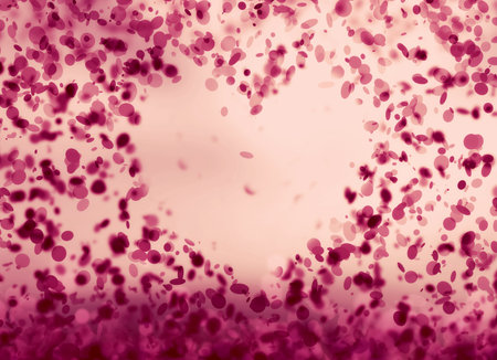 Flower petals making a heart shape on vintage romantic sky  Love, Valentine