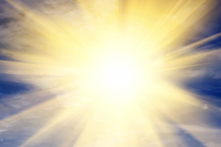 Explosion of light towards heaven, sun. Concepts of religion, God, providence.の写真素材
