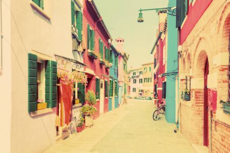 Colorful houses on Burano island, near Venice, Italy. の写真素材