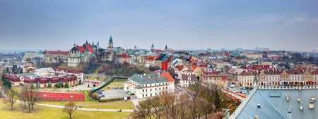 Lublin old town panorama, Poland. View from the Castle.