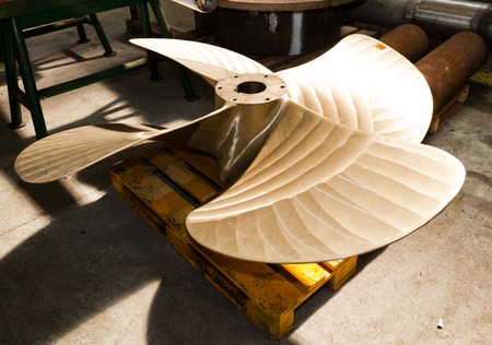 Heavy industrial shipbuilding element in workshop. Industry, naval production.の写真素材