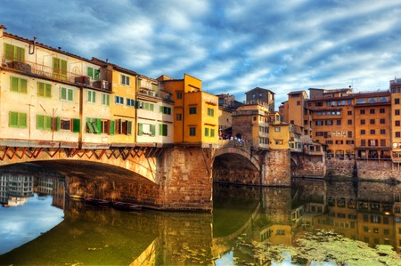 Ponte Vecchio bridge in Florence, Italy. Arno River. Tuscanyの写真素材