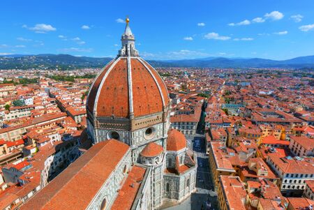 Florence, Italy. Cathedral of Saint Mary of the Flowers. Italian Cattedrale di Santa Maria del Fiore, Firenzeの写真素材