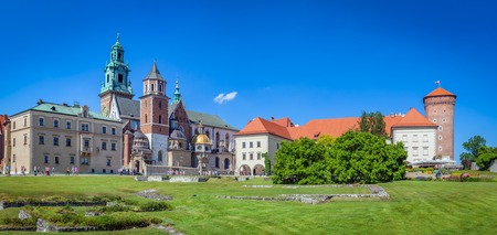 Wawel, royal castle and cathedral in Cracow, Poland. Panorama view from inside of the castle.のeditorial素材