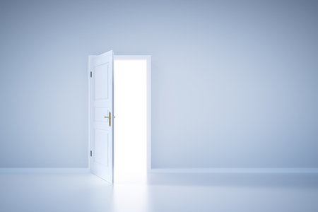 Light shining from open door. Entrance to new world, concept of hope, new opportunityの写真素材