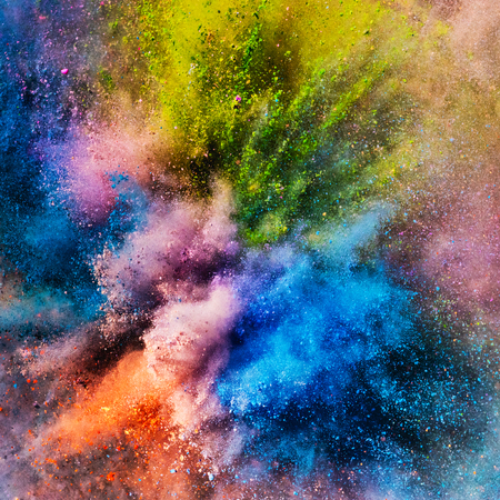 Vivid colorful holi powder in an explosion. Creative background, festival of colors.の写真素材