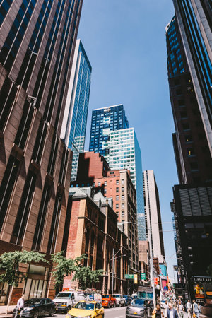 New York City, USA - June 28, 2019: Manhattan is an extremely popular travel, business and entertainment destination. June 28th, 2019 in Manhattan, New York City.のeditorial素材