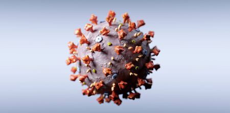 Coronavirus cell in microscopic view. Virus   causing pandemic around the world. 3D renderの写真素材