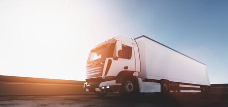Truck with cargo trailer. Transport, shipping industry. 3D illustrationの写真素材