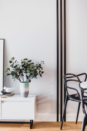 Wall decors in living room in a modern apartment for rent. Interior design