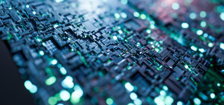 Modern technology background, circuit board like pattern. Network and future network concepts. 3D...