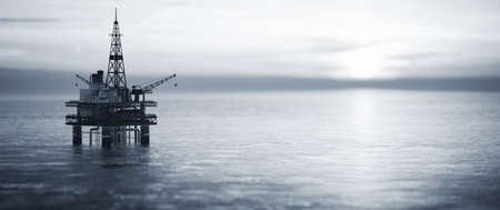 Offshore drilling rig on the sea. Oil platform for gas and petroleum or crude oil. Industrialの写真素材