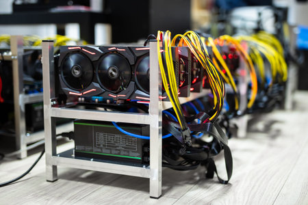 Bitcoin and cryptocurrency miner - a mining computer in server room