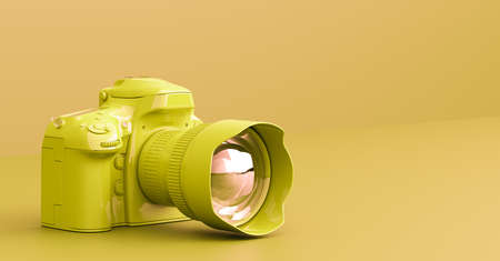 Professional digital camera in one color modern style. 3D illustrationの写真素材