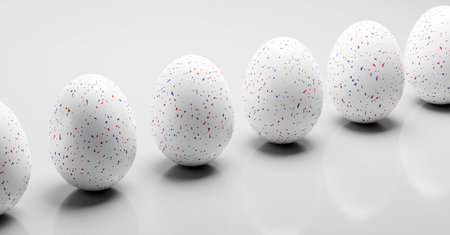 Easter eggs with colorful spotted pattern. Elegant decoration, greeting card