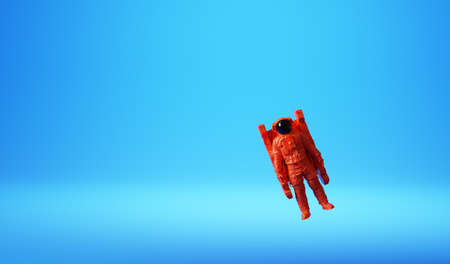 Astronaut pop art poster background. Orange and blue vivid color style. 3D renderの写真素材