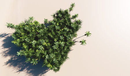 Green tropical trees forming heart shape on the beach. Concepts of love, vacation, Valentine's day,...