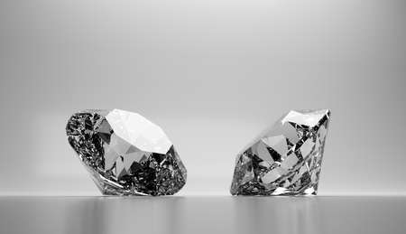 Brilliant cut diamond, precious gem jewelry. 3D illustrationの写真素材