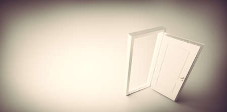 Wide open door. Faith, hope and option for future success. Conceptual 3D illustrationの写真素材