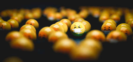 Emoji emoticons with face masks.の写真素材