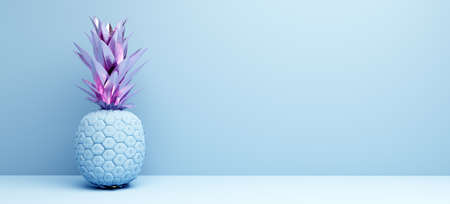 Pineapple painted in pastel colors decoration. 3D renderの写真素材