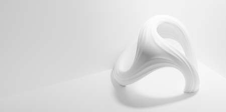 Abstract modern curved white shape background. Low contrast backdrop, wallpaper. 3D illustrationの写真素材