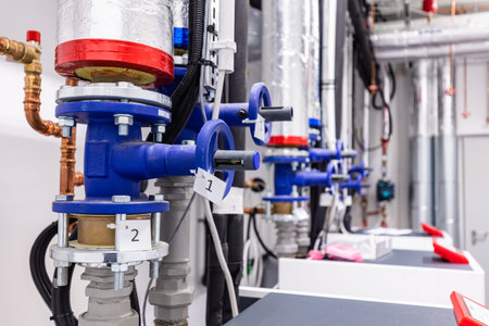 Heat pump room in modern commercial building