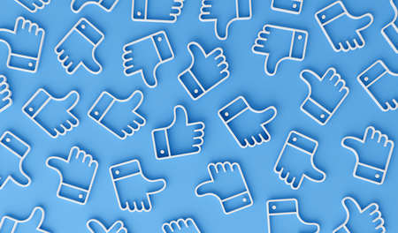 Network of ok like social media hand icon symbol. 3D renderの写真素材