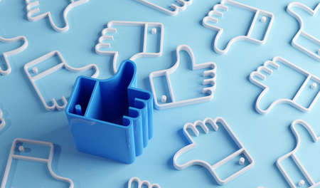 Network of ok like social media hand icon symbol. 3D renderの写真素材