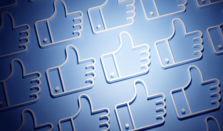 Network of ok like social media hand icon symbol. 3D render
