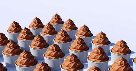 Chocolate ice cream, gelato in a cup background.の写真素材